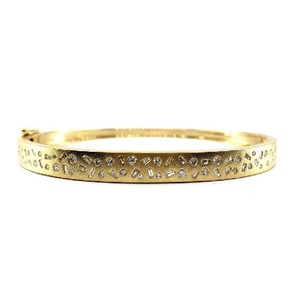 Oem Jewellery Reliable High Quality 18k <b>Solid</b> Yellow <b>Gold</b> Natural Diamond Round Brilliant Cut Figure 8 Lock <b>Bangle</b> Classic Women - Product Image 1