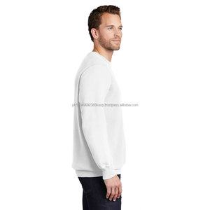 Sudadera de cuello redondo de algodón blanco de color sólido de algodón puro blanco - Product Image 3