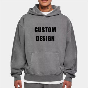 Top High Quality 100% Combed Cotton 380 GSM French Terry <b>Grey</b> Custom Streetwear Hoodie Vintage Hoodies for Men - Product Image 1