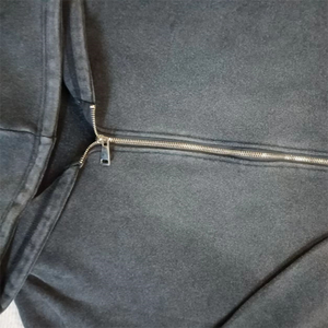 Sweat à capuche personnalisé 430gsm poids lourd zip vierge hommes acide pierre lavé en détresse vintage sweats à capuche noirs - Product Image 5