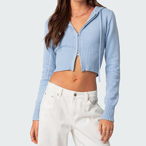 OEM Custom Logo Winter Workout Sports Gym Waterproof Breathable <b>Warm</b> Cotton Fleece <b>Women</b> French Terry Solid Oversized Cropped - Product Image 2