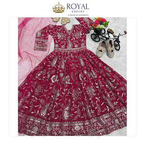 Hot Sale on Standard Quality Reasonable Price Indian Clothing Heavy Georgette Work <b>Kids</b> Gown for Wedding Wear - Product Image 6