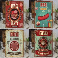 Meilleures ventes Plaque métallique vintage 20x30CM Décoration murale pour BBQ, cuisine, café, restaurant Affiche métallique rétro Personnalisable Vente en gros