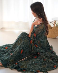 ชุดผ้าชิฟฟ่อน bandhej ครบชุดดูปตาชุดกางเกงพร้อมใส่เย็บติด - Product Image 2