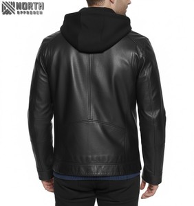 เสื้อแจ็กเก็ตหนังสำหรับผู้ชายดีไซน์ใหม่เสื้อแจ็กเก็ตหนังทรงสลิมฟิตมีสไตล์ใส่สบาย - Product Image 2