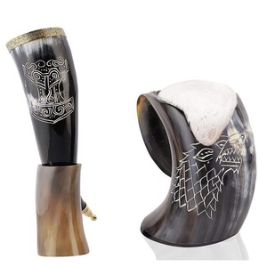 Cuerno para beber vikingo hecho a mano de la mejor calidad, jarra de Animal grabada real auténtica, artesanías naturales auténticas, Mead Ale pulida - Product Image 5