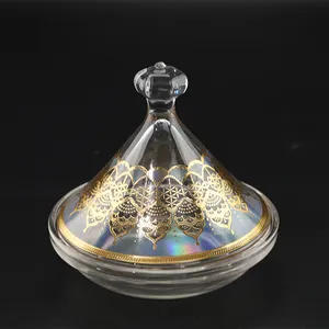 زجاج مخصص Tajine المغربي Mini Tajine العربي نمط الذهب الزجاج Tajine