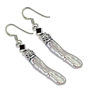 Boucles d'oreilles en argent 925 pour femmes, perles d'eau douce, grenat, bijoux élégants - Product Image 2