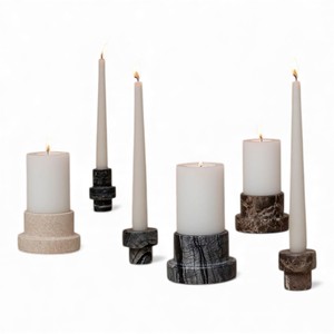 Sculpted Black <b>Marble</b> Stacked <b>Candle</b> <b>Holder</b> with Artistic Shape for Contemporary Home Decor - Product Image 4