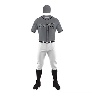 Jersey de béisbol americano bordado al por mayor para hombre, camisa de softball con botones completos de poliéster 100%, patrón en blanco - Product Image 2