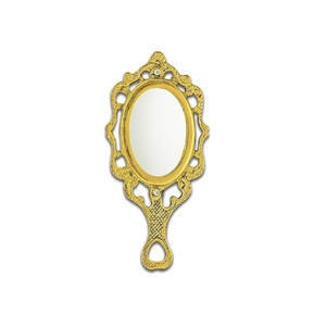 Antique Brass Handheld <b>Mirror</b> Vintage-Inspired Decorative Accent Piece - Product Image 1