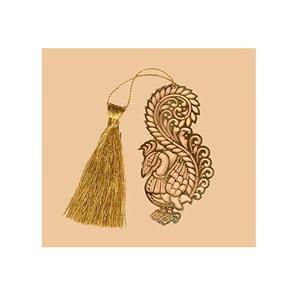 Fournisseur d'art antique artisanal, design de fleurs Amby, logo personnalisé, marque-page en métal de haute qualité, pendentif à glands, sculpture moderne dorée - Product Image 6