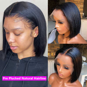 Perruques Bob Courtes à Prix Abordable, Lace Front/Closure, Lisses <span class=keywords><strong>Coupe</strong></span> Carrée, 100% <span class=keywords><strong>Cheveux</strong></span> Humains Double Drawn - Product Image 3