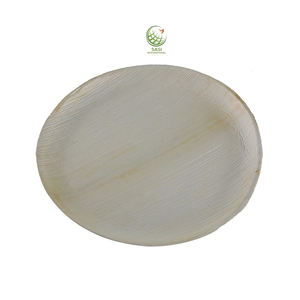 Assiettes rondes en feuille de palmier biodégradable naturel 100% pour service de nourriture de mariage en vente! - Product Image 1