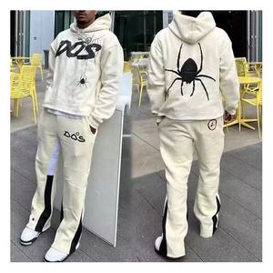 Custom Distressed French Terry Flared Hombres Trajes de sudor de alta calidad recortada Sudadera con capucha Conjunto Logo Tallas grandes Impreso Technics Invierno - Product Image 1