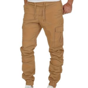 Pantalon de travail fuselé décontracté pour homme, multi-poches, en polyester/coton tricoté, brodé, service OEM, pantalon long - Product Image 1