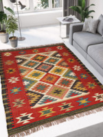 Alfombras Kilim de Yute y 100% Lana de la Mejor Calidad con Bordado Geométrico de Diseño Vintage de Lujo Tejidas a Mano y Felpudos al por Mayor