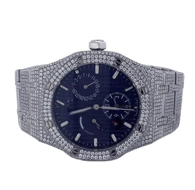 Orologio Hip Hop con borchie di diamanti Moissanite in edizione limitata orologio in acciaio inossidabile con data automatica impermeabile