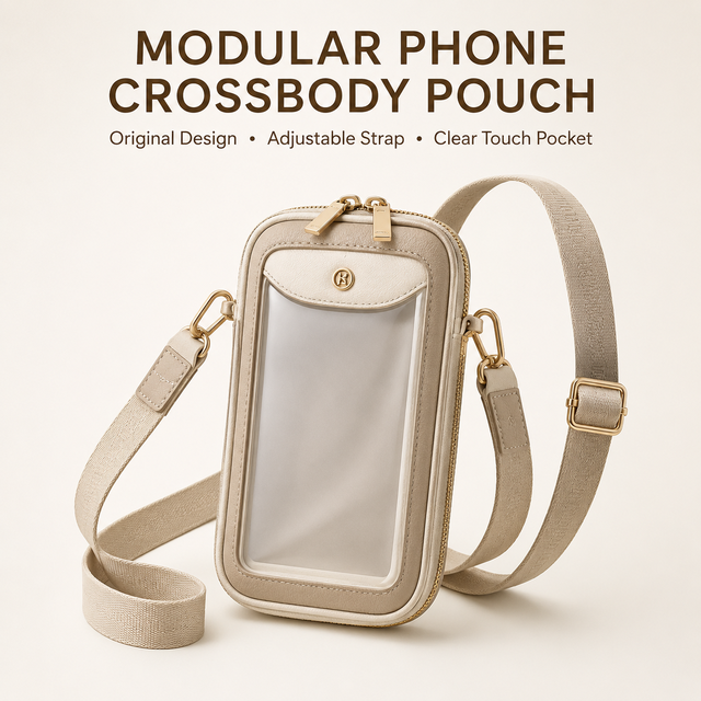 Adjustable Wide Strap Touch Screen Cell Phone Crossbody Pouch, Multi Card Slots Small Wallet Bag for Smartphone