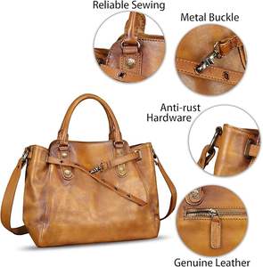 Sac fourre-tout en cuir de vachette élégant et élégant pour femmes sac à main à bandoulière mode OEM personnalisable accessoire de vente en gros - Product Image 5