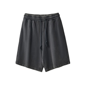 Pantalones cortos de lavado ácido Vintage para hombre, 100% algodón personalizado, cintura media, estilo informal antiarrugas para entrenamiento y ropa de calle - Product Image 1