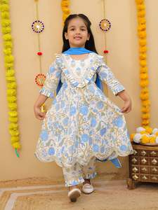 Dhoti ชุดสูทผ้าฝ้ายสำหรับเด็กผู้หญิง, ชุดสูทสไตล์อินเดียสไตล์พัันจาบิปากีสถานและงานรื่นเริง - Product Image 3