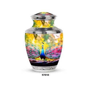 Beautiful Peacock Large Aluminium Cremation Adult Urn for Human Ashes Decorative Full Size Funeral Urn With Free <b>Velvet</b> <b>Bag</b> - Product Image 5