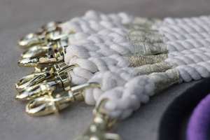 Laisse pour chien en coton 5FT Teal Blue Ombre Luxury Style avec motif solide Gold Hardware Fabriqué à la main avec décoration de rivet - Product Image 5