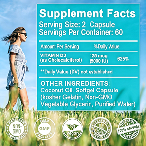 OEM Yetişkinler İçin Günlük D3 Vitamini Güneş Vitamini Bağışıklık Sistemini Güçlendirir Daha Güçlü Kemikler Daha İyi Ruh Hali Artırır Geliştirilmiş Sağlık Doğal Az Yağlı - Product Image 3