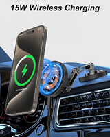 Support magnétique pour voiture avec chargeur sans fil rapide 15W, support de téléphone avec adhésif, 360° °   Support de téléphone mains libres rotatif en alliage de zinc