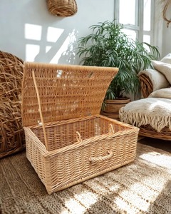 ตะกร้าเก็บของหวายทันสมัย ลดราคาพิเศษ ผลิตจากหวายธรรมชาติ ทำด้วยมือ ปรับแต่งได้สำหรับใส่เครื่องดื่ม/อาหาร - Product Image 5