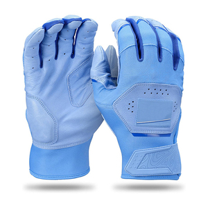 Gants de frappeur en cuir bleu clair, à doigts complets, pour baseball, respirants, pour jeunes, droitiers, ambidextres, avec fermeture auto-agrippante - Product Image 1