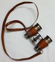 Jumelles vintage de collection, faites à la main, en laiton plaqué or poli, avec revêtement en cuir, pour le voyage, le camping, la randonnée, la navigation et la marine