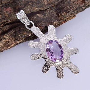 Designer 925 Solid Sterling Silver Natural Purple <b>Amethyst</b> Faceted Gemstone Charm <b>Pendant</b> Awesome Gift for Wedding Anniversary - Product Image 2