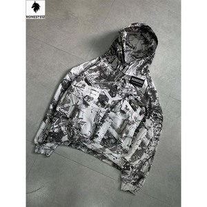 เสื้อฮู้ดดี้ผ้าฝ้ายฟลีซ 100% ปักโลโก้ตามสั่งสำหรับผู้ชาย เสื้อกันหนาวลำลอง พิมพ์ลายนูน 3 มิติ พิมพ์ลายสกรีน ผ้าฟอกสีพื้น - Product Image 2