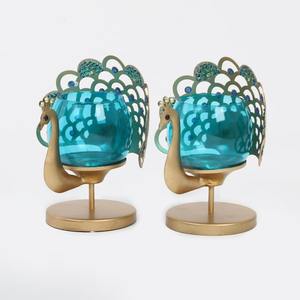 Mini candelabro de Metal con diseño de pavo real, otros candelabros elegantes, linternas y para decoración del hogar - Product Image 1