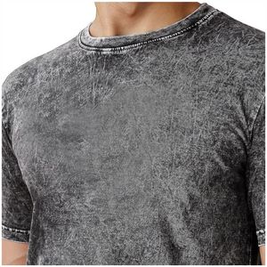 Camiseta para hombre Camiseta vintage lavada con ácido con logotipo personalizado Camiseta de gran tamaño en blanco de peso pesado desgastado 100% algodón de peso pesado - Product Image 3