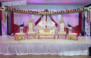 Ensemble de canapé sculpté pour Couple, meubles traditionnels, de couleur or et blanc, idéal pour la scène de mariage - Product Image 4