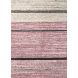 Alfombra de Lana y Viscosa Tejida a Mano con Rayas Grises y Negras para Uso Doméstico-Hwv-51054 - Product Image 1
