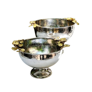 Tazones de fruta de metal de calidad superior con flores de latón en tamaño y acabados de forma personalizada para la decoración del hogar para exportar desde la India - Product Image 4