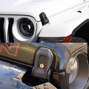 Serrure de capot Liush noire en ABS et acier pour <span class=keywords><strong>Wrangler</strong></span> JL 2018-2024 avec protection, installation facile - Product Image 3