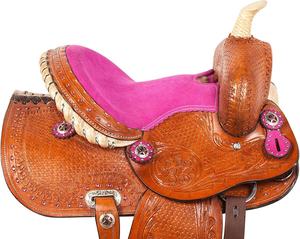 Venta al por mayor directa de la fábrica de cuero de primera calidad Western Barrel Racing Horse Saddle Tack Set Inglés Saddles DE LA India - Product Image 5