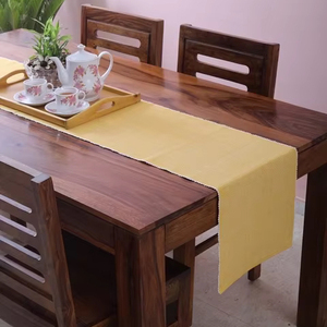 Mantel Individual y corredor de mesa de costilla de algodón 100%, manteles individuales de lino con patrón cuadrado sólido moderno de lujo para el hogar, hoteles, bodas - Product Image 1