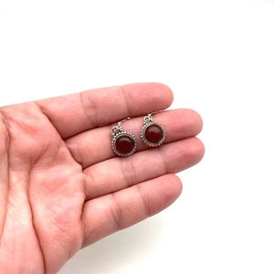 Pendientes clásicos hechos a mano, joyería de plata 925 sólida para mujer, pendientes de estilo bohemio de piedras preciosas cornalina de Plata de Ley 925, regalo - Product Image 1