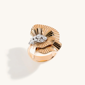 Elegant Rose Gold Diamond <b>Statement</b> <b>Ring</b> with Unique Fan Shaped Design - Product Image 1