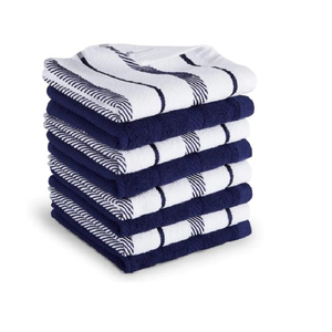 100% Organic Cotton Waffle Stripe 18x28 Inch Quick Dry Bar Towels Highly Absorbent Home GOTS Certified Cleaning <b>Kitchen</b> Tea - Product Image 6