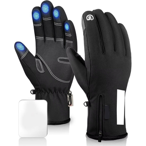 Gants en cuir à 5 doigts, laine de qualité supérieure, isolés, pour le ski alpin, gants d'hiver pour hommes et femmes, durables, chauds, résistants à l'eau, par temps froid - Product Image 1
