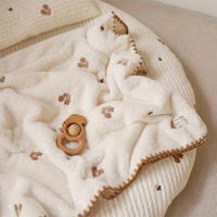 Mantas de Bebé 100% Algodón Orgánico, Tejidas, con Dibujos Animados de Plantas y Animales, Estilo Vintage Marino, Personalizables, Suaves y Transpirables para Primavera
