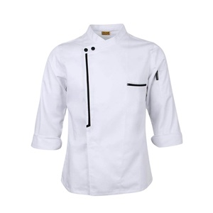 Uniforme de chef Vêtements Personnaliser la conception Uniforme FMF Usine-Échantillon gratuit Blanc/noir Uniforme de chef moderne Vêtements de cuisine Été - Product Image 5