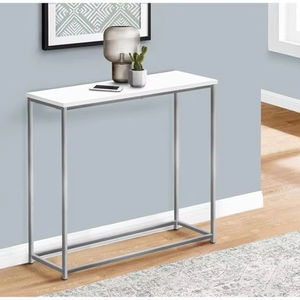 Modern <b>Metal</b> <b>Console</b> <b>Table</b> | Tempered Glass Shelves, Entryway Decor - Product Image 1